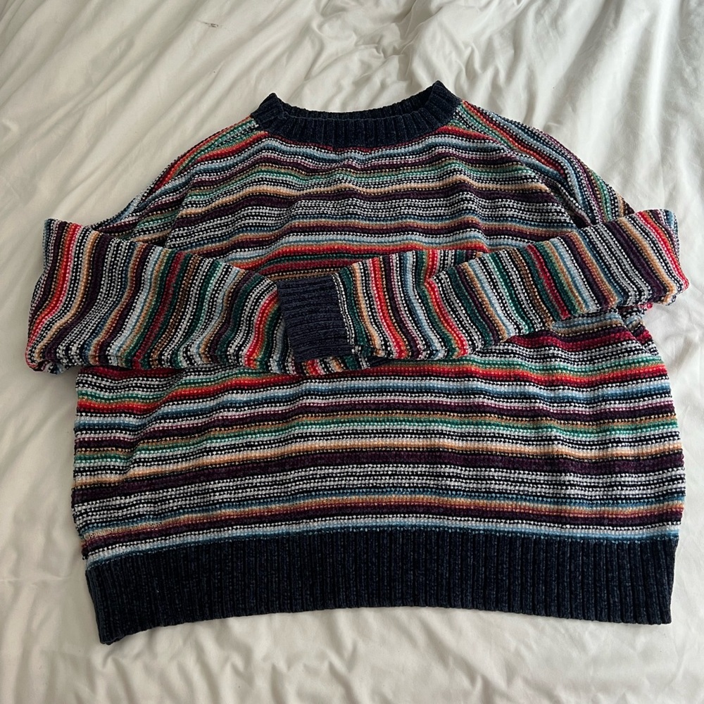 Woven heart multi color sweater